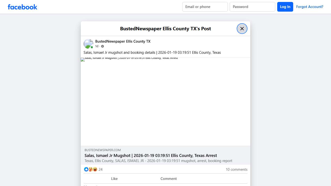 Salas, Ismael Jr mugshot... - BustedNewspaper Ellis County TX | Facebook