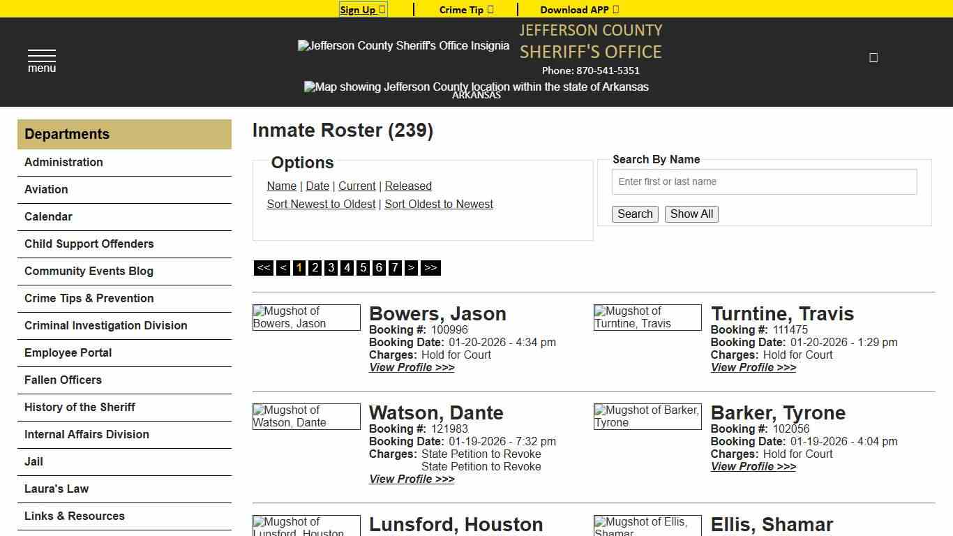 Inmate Roster - Current Inmates Booking Date Descending - Jefferson County Sheriff AR